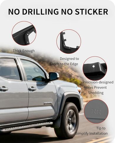 Mud Flaps for Toyota Tacoma with Fender Flares，Complete Front & Rear Splash Guards Set (2016-2023) in Saudi Arabia