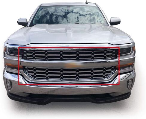 PIT66 2Pcs Chrome Bumper Grille Skin Guard Snap On Insert Compatible with Chevy 2016-2018 Silverado 1500 in Saudi Arabia