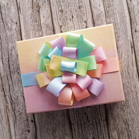 10 Roll Rainbow Ribbon Solid Color Assortment 10 Colors 25 Yard Double Face Satin Ribbon for Gift Wrapping Flower Bouquets Happy Birthday Party Decorations, 3/8" X 25 Yard Each in Saudi Arabia