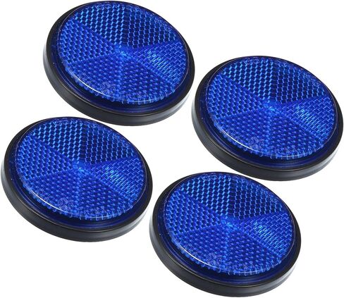 Motoforti 4 Pcs Universal Round Shape Reflector for Motorcycle Garbage Cans Car Trailer Truck and Bike Blue Long-Lasting in Saudi Arabia
