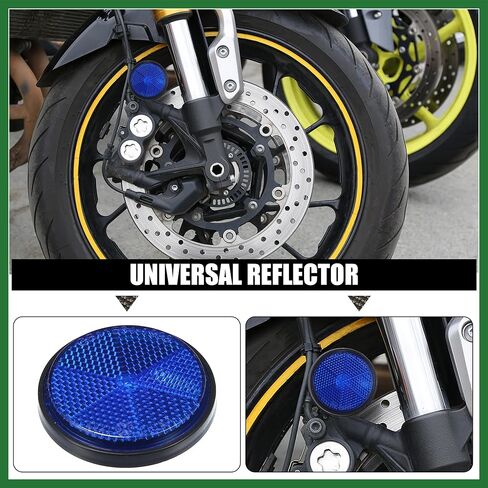 Motoforti 4 Pcs Universal Round Shape Reflector for Motorcycle Garbage Cans Car Trailer Truck and Bike Blue Long-Lasting in Saudi Arabia