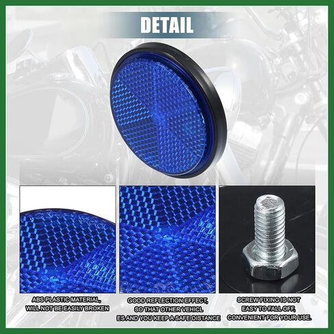 Motoforti 4 Pcs Universal Round Shape Reflector for Motorcycle Garbage Cans Car Trailer Truck and Bike Blue Long-Lasting in Saudi Arabia