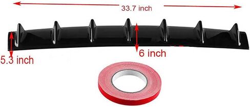 موزع شفة المصد الخلفي العالمي، 6 بوصة، نمط 7 زعانف القرش، أسود لامع in Kuwait