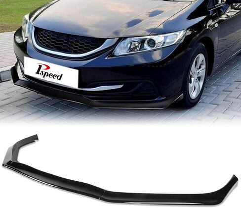 ممتص الصدمات الأمامي للشفاه مناسب لسيارة Honda Civic Sedan DX/EX/EX-L/HF/LX/الغاز الطبيعي/التجول 2013-2015، لسيارة Honda Civic Sedan SE 2015 3 قطع Spoiler Air Chin Body Kit Splitter لامعة باللون الأسود in Kuwait