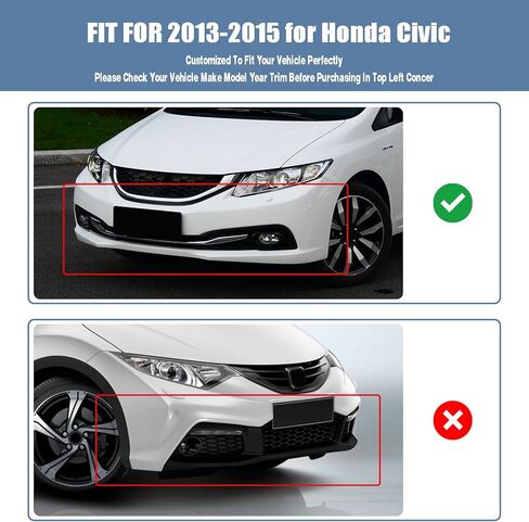 ممتص الصدمات الأمامي للشفاه مناسب لسيارة Honda Civic Sedan DX/EX/EX-L/HF/LX/الغاز الطبيعي/التجول 2013-2015، لسيارة Honda Civic Sedan SE 2015 3 قطع Spoiler Air Chin Body Kit Splitter لامعة باللون الأسود in Kuwait