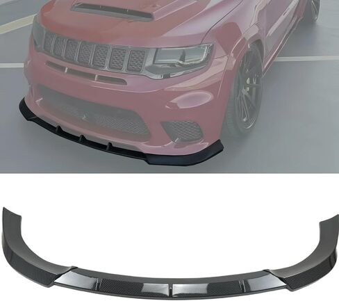 مقسم الشفاه الأمامي 3 قطع متوافق مع سيارة جيب جراند شيروكي SRT 2017-2021 / Trackhawk 2018-2021 مقسم الشفاه الأمامي (طباعة ألياف الكربون) in Kuwait