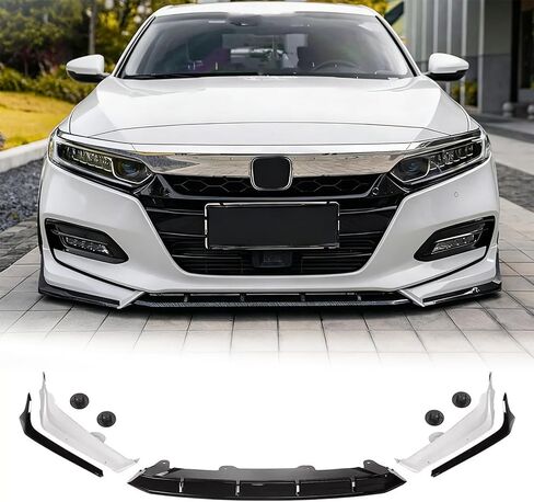 الشفة الأمامية الممتصة للصدمات لسيارة Honda Accord 2018 2019 2020 ACR Style 5 قطع ممتص الصدمات السفلي للذقن سبويلر مجموعة حماية الجسم (أبيض لؤلؤي + أسود) in Saudi Arabia