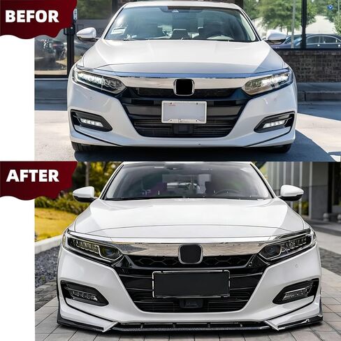 الشفة الأمامية الممتصة للصدمات لسيارة Honda Accord 2018 2019 2020 ACR Style 5 قطع ممتص الصدمات السفلي للذقن سبويلر مجموعة حماية الجسم (أبيض لؤلؤي + أسود) in Saudi Arabia