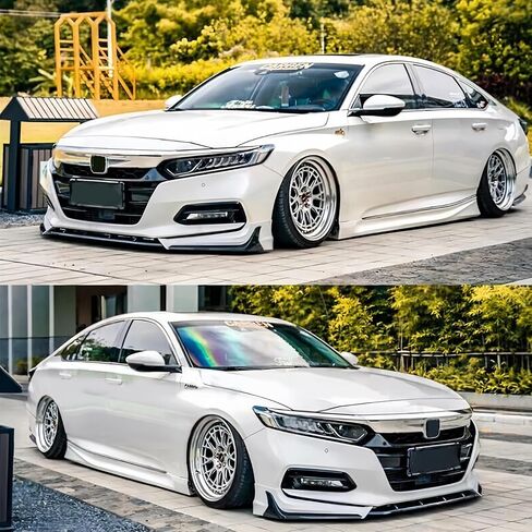 الشفة الأمامية الممتصة للصدمات لسيارة Honda Accord 2018 2019 2020 ACR Style 5 قطع ممتص الصدمات السفلي للذقن سبويلر مجموعة حماية الجسم (أبيض لؤلؤي + أسود) in Saudi Arabia
