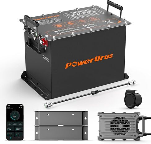12V 100Ah LiFePO4 Battery with 12V 20A LiFePO4 Battery Charger, PowerUrus 4000-8000 Cycle Rechargeable Lithium Battery with Smart APP, 12V 100Ah Lithium Battery for RV, Marine, Off Grid Application in Saudi Arabia