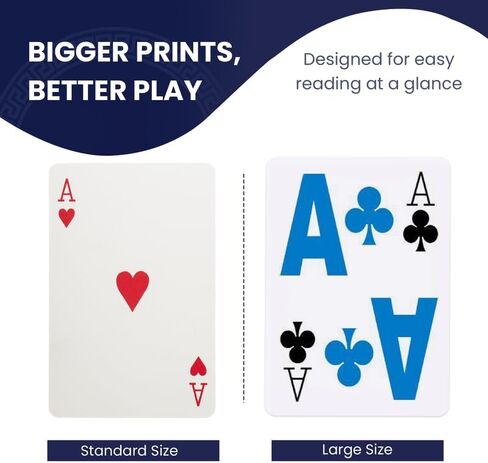 Large Print Low Vision Playing Cards for Seniors & Visually Impaired | Color-Coded Suits for Easy Visibility | Oversized Numbers & Symbols Playing Cards (Midnight Blue) in Saudi Arabia
