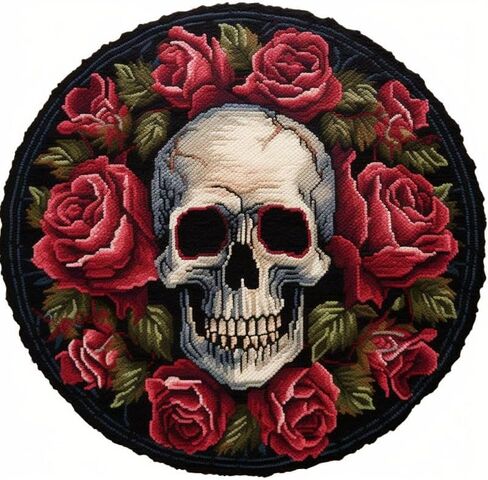 Red Rose Skull Latch Hook Rug Kits Latch Hook kit Cushion Blanket Embroidery Craft Kits for Beginner DIY Latch Hook Carpet Rug Kit with Printed Canvas Hobby & Craft 60x60cm(i121) in Saudi Arabia