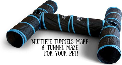 3 Way Cat Tunnel. Extra Large 12 Inch Diameter and Extra Long. A Big Collapsible Play Toy. Wide Pet Tunnel Tube for Rabbits, Kittens, Large Cats, and Dogs (Animal Print) in Kuwait