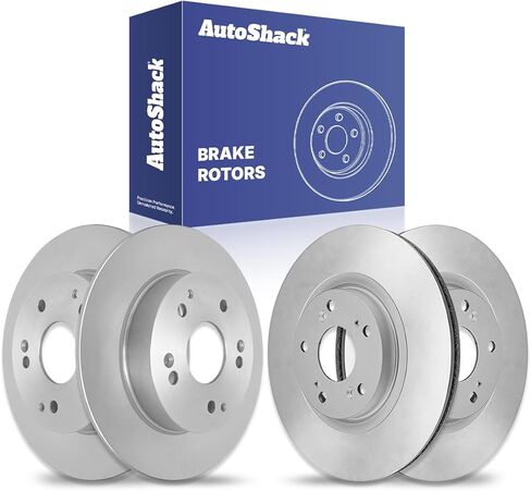 AutoShack Front & Rear Drilled & Slotted Brake Rotors Replacement for 2003-2007 Honda Accord 2.4L 3.0L V6 FWD E-Coated 4-PC Set ShadowGuard in Saudi Arabia
