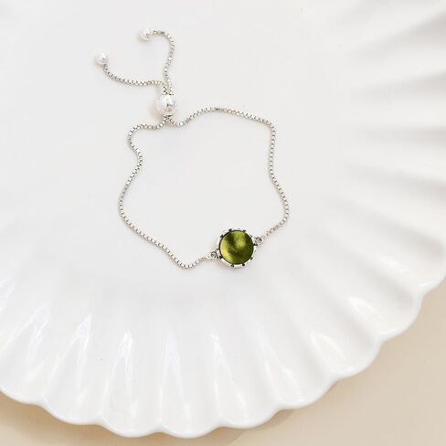 Bottled Up Designs Handmade Vintage Cobalt Botanical Series Adjustable Slider Bracelet, Recycled 1960 Skin Cream Jar Glass, Sterling Silver, Eco Friendly, Made in USA, Birthday Gift, Women in Kuwait