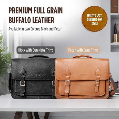 KING KONG Leather Messenger Bag for laptops, 15'' Leather Case, Shoulder Laptop Bag for Men Women, Padded Interior Protection in Saudi Arabia