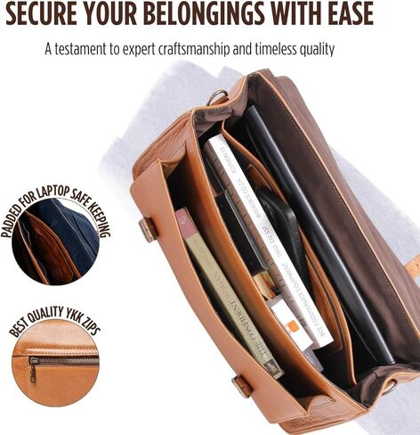 KING KONG Leather Messenger Bag for laptops, 15'' Leather Case, Shoulder Laptop Bag for Men Women, Padded Interior Protection in Saudi Arabia