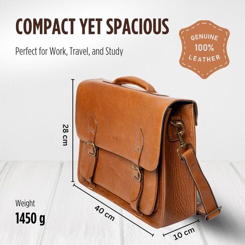 KING KONG Leather Messenger Bag for laptops, 15'' Leather Case, Shoulder Laptop Bag for Men Women, Padded Interior Protection in Saudi Arabia