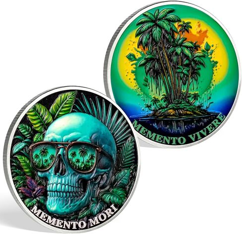 Imasoner Memento Mori Coin – Gothic Skull and Clock Token with Quote, Inspirational Pocket Coin for Reflection and Mindfulness in Saudi Arabia