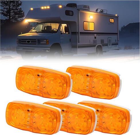 HECASA 10 LED Trailer Marker 4" x 2" Bullseye Light Indicator Double Bubble Rectangular Surface Mount RV Camper Trucks 12V Side Marker Light Lamp - Amber Lens in Saudi Arabia