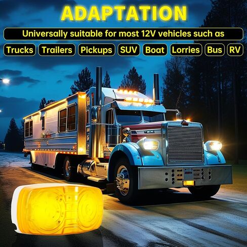 HECASA 10 LED Trailer Marker 4" x 2" Bullseye Light Indicator Double Bubble Rectangular Surface Mount RV Camper Trucks 12V Side Marker Light Lamp - Amber Lens in Saudi Arabia