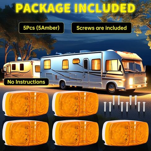 HECASA 10 LED Trailer Marker 4" x 2" Bullseye Light Indicator Double Bubble Rectangular Surface Mount RV Camper Trucks 12V Side Marker Light Lamp - Amber Lens in Saudi Arabia