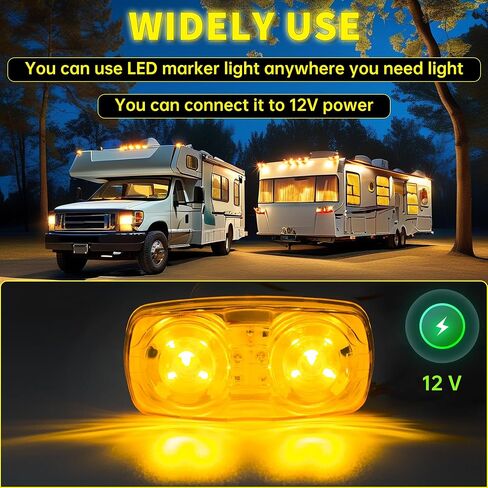 HECASA 10 LED Trailer Marker 4" x 2" Bullseye Light Indicator Double Bubble Rectangular Surface Mount RV Camper Trucks 12V Side Marker Light Lamp - Amber Lens in Saudi Arabia