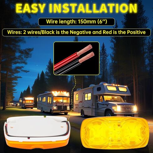 HECASA 10 LED Trailer Marker 4" x 2" Bullseye Light Indicator Double Bubble Rectangular Surface Mount RV Camper Trucks 12V Side Marker Light Lamp - Amber Lens in Saudi Arabia