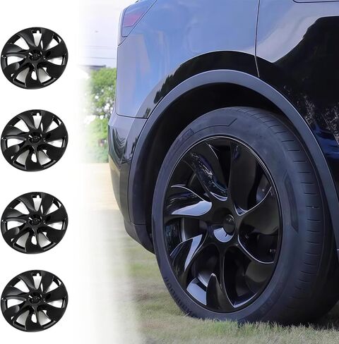 Wheel Cover 19 Inch for Tesla Model Y 2021 2022 2023 2024 ABS Hubcapsr 4 Pcs Replacement Wheel Cover (Matte Black) in Saudi Arabia