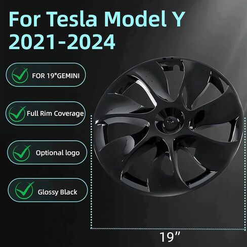 Wheel Cover 19 Inch for Tesla Model Y 2021 2022 2023 2024 ABS Hubcapsr 4 Pcs Replacement Wheel Cover (Matte Black) in Saudi Arabia