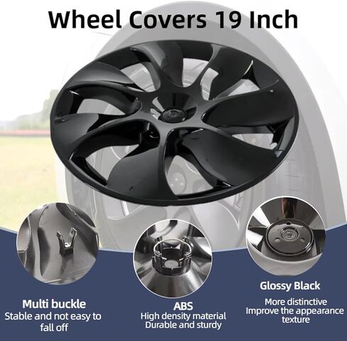 Wheel Cover 19 Inch for Tesla Model Y 2021 2022 2023 2024 ABS Hubcapsr 4 Pcs Replacement Wheel Cover (Matte Black) in Saudi Arabia