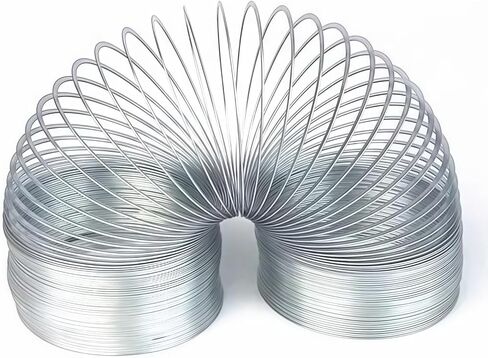 Metal Wave Form Spring Toy, Classic Physics Toy - 4" Unstretched Length x 3.15" Diameter, Magic Coil Metal Slinky Stress Relief Classic Mini Kids Toy, Extra Long(Silver) in Saudi Arabia