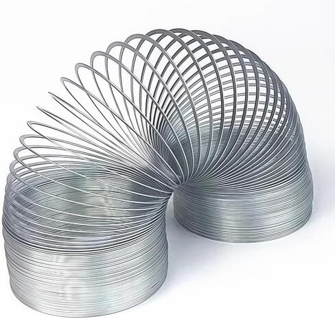 Metal Wave Form Spring Toy, Classic Physics Toy - 4" Unstretched Length x 3.15" Diameter, Magic Coil Metal Slinky Stress Relief Classic Mini Kids Toy, Extra Long(Silver) in Saudi Arabia