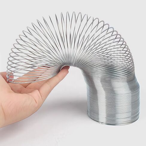 Metal Wave Form Spring Toy, Classic Physics Toy - 4" Unstretched Length x 3.15" Diameter, Magic Coil Metal Slinky Stress Relief Classic Mini Kids Toy, Extra Long(Silver) in Saudi Arabia