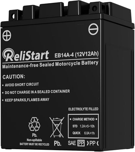 Motorcycle Battery YTX14AH-BS, EB14A-4, 12V 12Ah, 220 CCA, Powersport Replacement Batteries, AGM Maintenance Free Battery for Bike ATV Scooter in Saudi Arabia