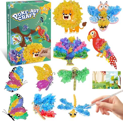 Arts and Crafts Kit for Kids, DIY Animals Theme Poke-in Crafts, Mess-Free Fun Sewingfor Kids, Creative Activity Gifts for Boys & Girls Ages 6-12 Years Old, Crafts Kits Toys for Halloween, Christmas in Saudi Arabia