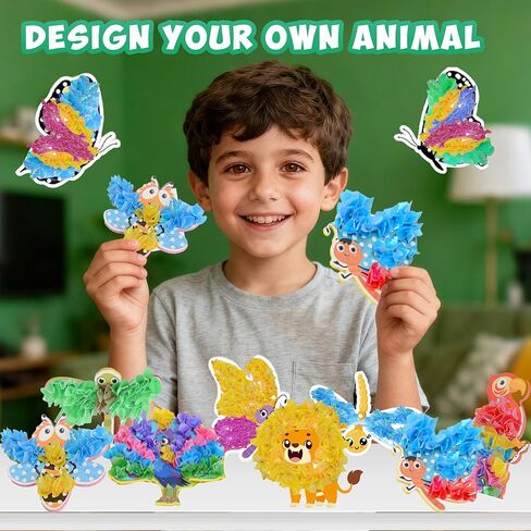 Arts and Crafts Kit for Kids, DIY Animals Theme Poke-in Crafts, Mess-Free Fun Sewingfor Kids, Creative Activity Gifts for Boys & Girls Ages 6-12 Years Old, Crafts Kits Toys for Halloween, Christmas in Saudi Arabia