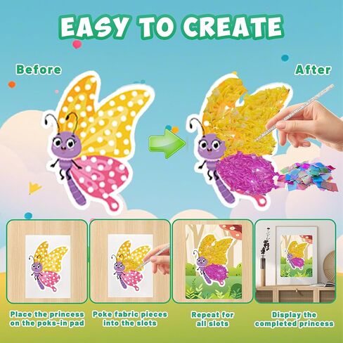 Arts and Crafts Kit for Kids, DIY Animals Theme Poke-in Crafts, Mess-Free Fun Sewingfor Kids, Creative Activity Gifts for Boys & Girls Ages 6-12 Years Old, Crafts Kits Toys for Halloween, Christmas in Saudi Arabia