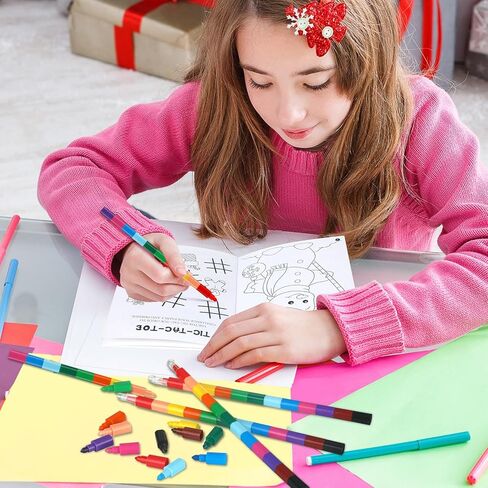 Zhanmai 64 Pcs Christmas Coloring Book with Stacking Crayons for Kids Bulk Santa Claus Snowman Elk Penguin Elf Gingerbread Holiday Activity Book for Kids Christmas Activities Party Favors Gifts in Saudi Arabia