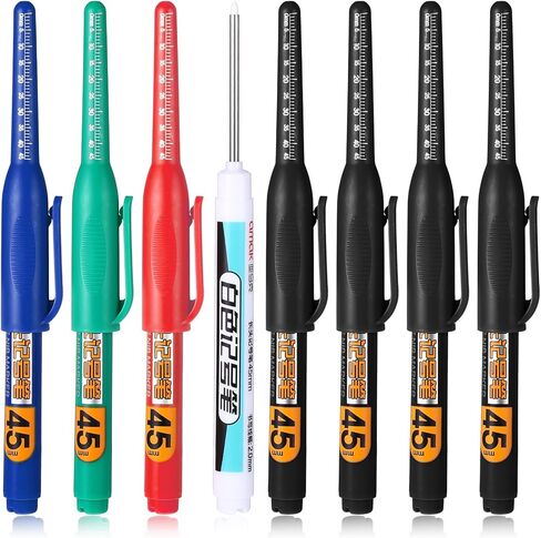8 Pcs Long Head Deep Hole Marker Long Nib Waterproof Marker Multi-purpose Deep Reach Markers Quick Dry Colorful Carpenter Pen 45mm Reach Permanent Pen for Bathroom Woodworking Decoration Construction in Saudi Arabia