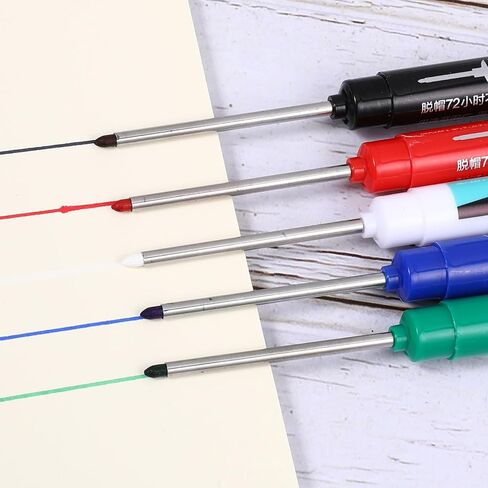 8 Pcs Long Head Deep Hole Marker Long Nib Waterproof Marker Multi-purpose Deep Reach Markers Quick Dry Colorful Carpenter Pen 45mm Reach Permanent Pen for Bathroom Woodworking Decoration Construction in Saudi Arabia