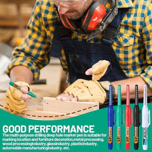 8 Pcs Long Head Deep Hole Marker Long Nib Waterproof Marker Multi-purpose Deep Reach Markers Quick Dry Colorful Carpenter Pen 45mm Reach Permanent Pen for Bathroom Woodworking Decoration Construction in Saudi Arabia