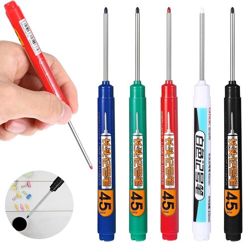 8 Pcs Long Head Deep Hole Marker Long Nib Waterproof Marker Multi-purpose Deep Reach Markers Quick Dry Colorful Carpenter Pen 45mm Reach Permanent Pen for Bathroom Woodworking Decoration Construction in Saudi Arabia
