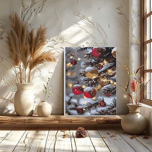 GHHKUD 4 Pack Christmas Theme Paint by Numbers Kits Adults with Frame, DIY Christmas Tree Snowman Painting by Numbers for Age 6Up, Easy Oil Painting on Canvas Arts Gifts Home Decor 20x30cm in Saudi Arabia