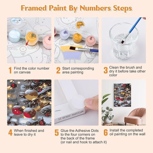 GHHKUD 4 Pack Christmas Theme Paint by Numbers Kits Adults with Frame, DIY Christmas Tree Snowman Painting by Numbers for Age 6Up, Easy Oil Painting on Canvas Arts Gifts Home Decor 20x30cm in Saudi Arabia