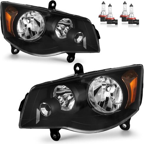 Headlights Assembly for 2011-2020 Dodge Grand Caravan, for 2008-2016 Chrysler Town Country High/Low Beam with Bulbs, Passenger and Driver Side in Saudi Arabia