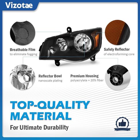 Headlights Assembly for 2011-2020 Dodge Grand Caravan, for 2008-2016 Chrysler Town Country High/Low Beam with Bulbs, Passenger and Driver Side in Saudi Arabia