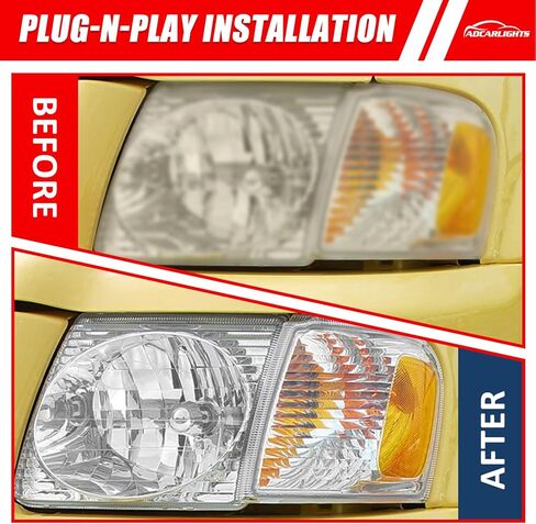for Ford Escape 2005-2007 (Submodel: Hybrid, Limited, XLS, XLT) Headlight Assembly Compatible with 2005 Escape (Submodel: XLT No Boundaries, XLT Sport) Halogen headlamp Replacement Pair Set in Saudi Arabia