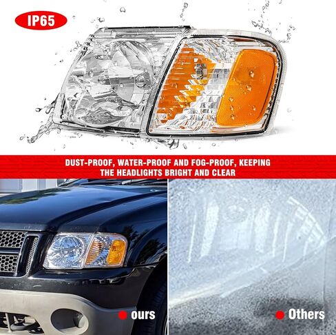for Ford Escape 2005-2007 (Submodel: Hybrid, Limited, XLS, XLT) Headlight Assembly Compatible with 2005 Escape (Submodel: XLT No Boundaries, XLT Sport) Halogen headlamp Replacement Pair Set in Saudi Arabia