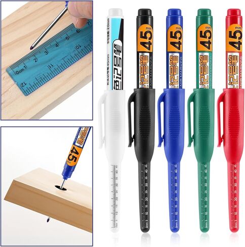 10 Pcs Deep Reach Markers Long Head Deep Hole Marker Pens 45mm Long Nose Marker Waterproof Construction Markers Marking Tool Permanent Pen Carpenter Ink Pens Metal Marking Pen (5 Colors) in Saudi Arabia